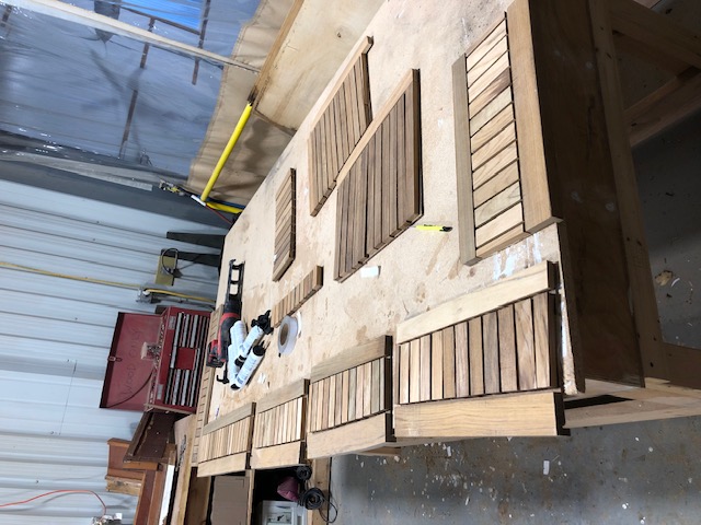 Custom wooden shutters being built in the workshop