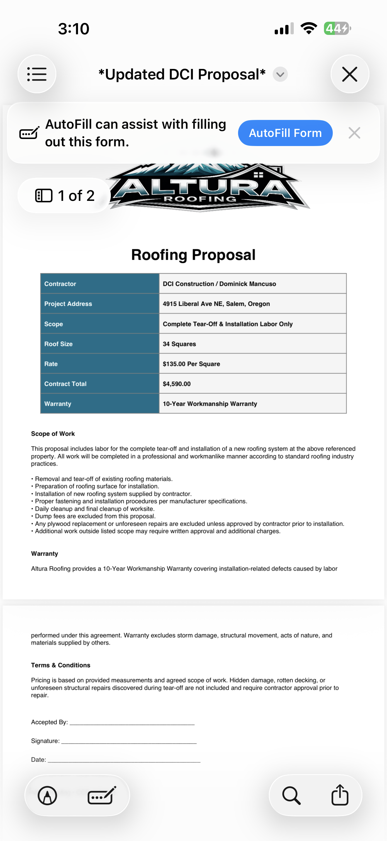  for Altura Roofing in Salem, OR