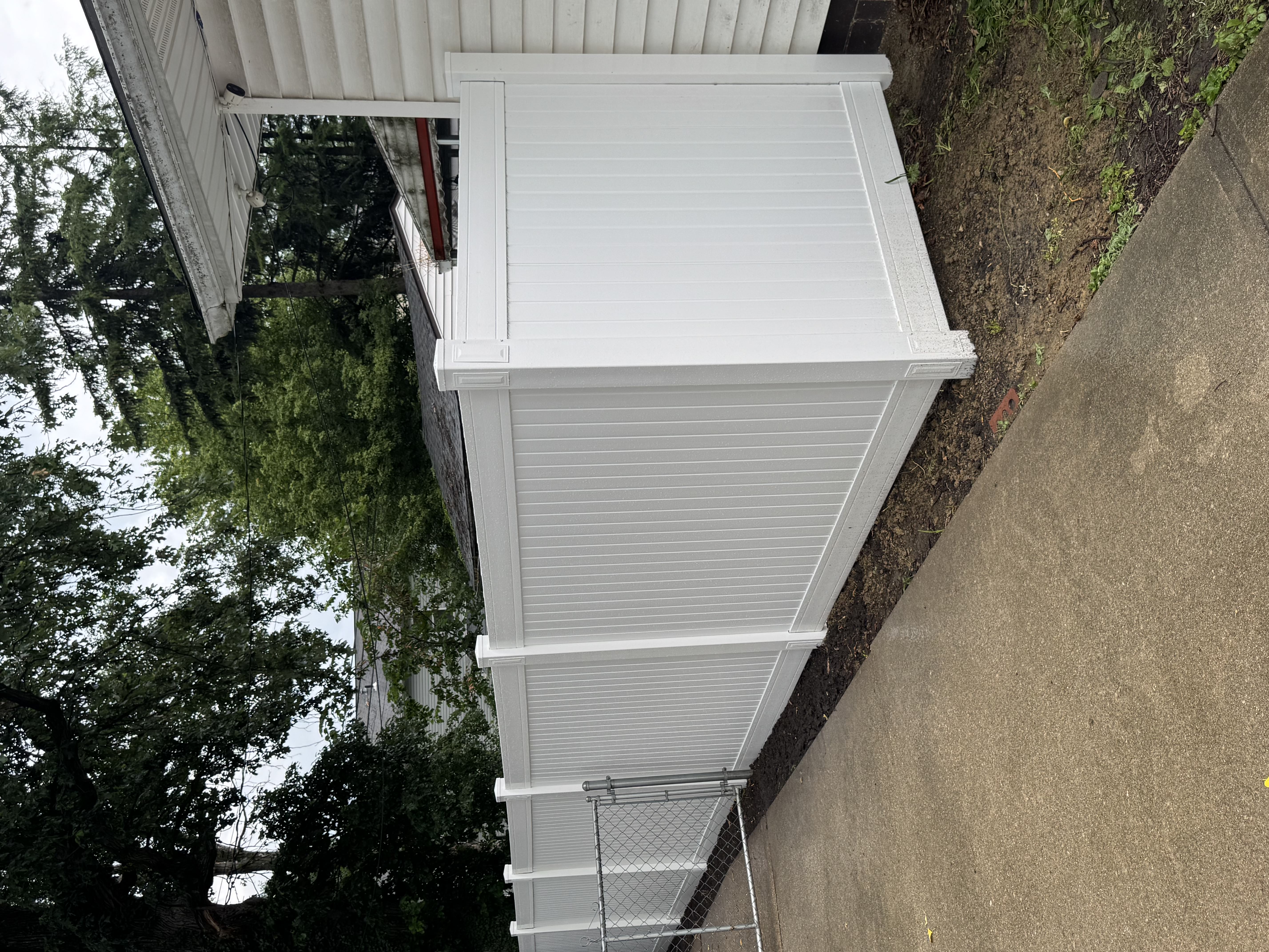 White privacy fence with gate