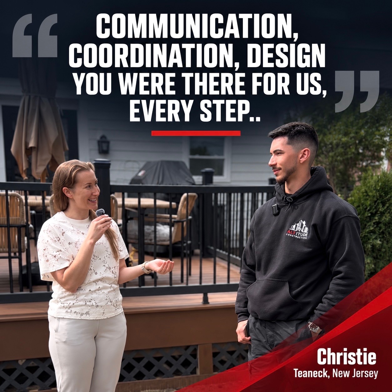 Christie from Teaneck, NJ: Communication, coordination, design — you were there for us every step