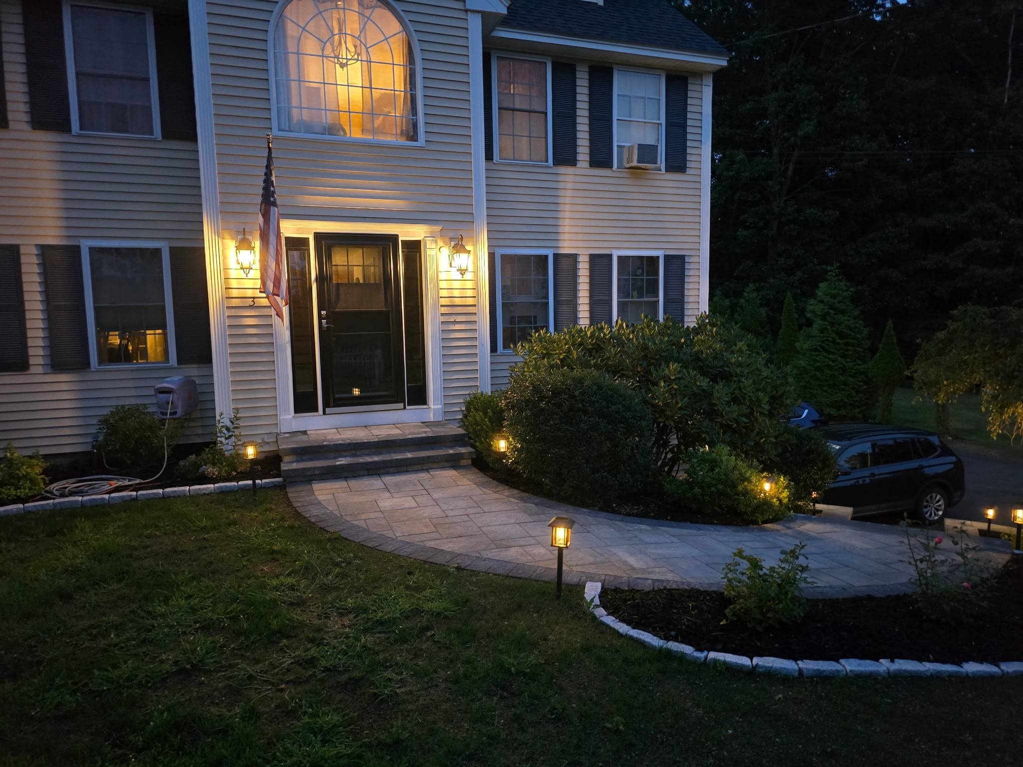 Landscape lighting installation in Groveland, MA