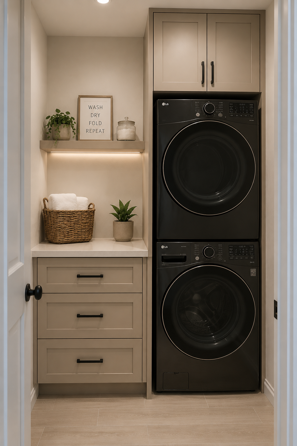 Compact laundry room cabinets Mandeville Louisiana