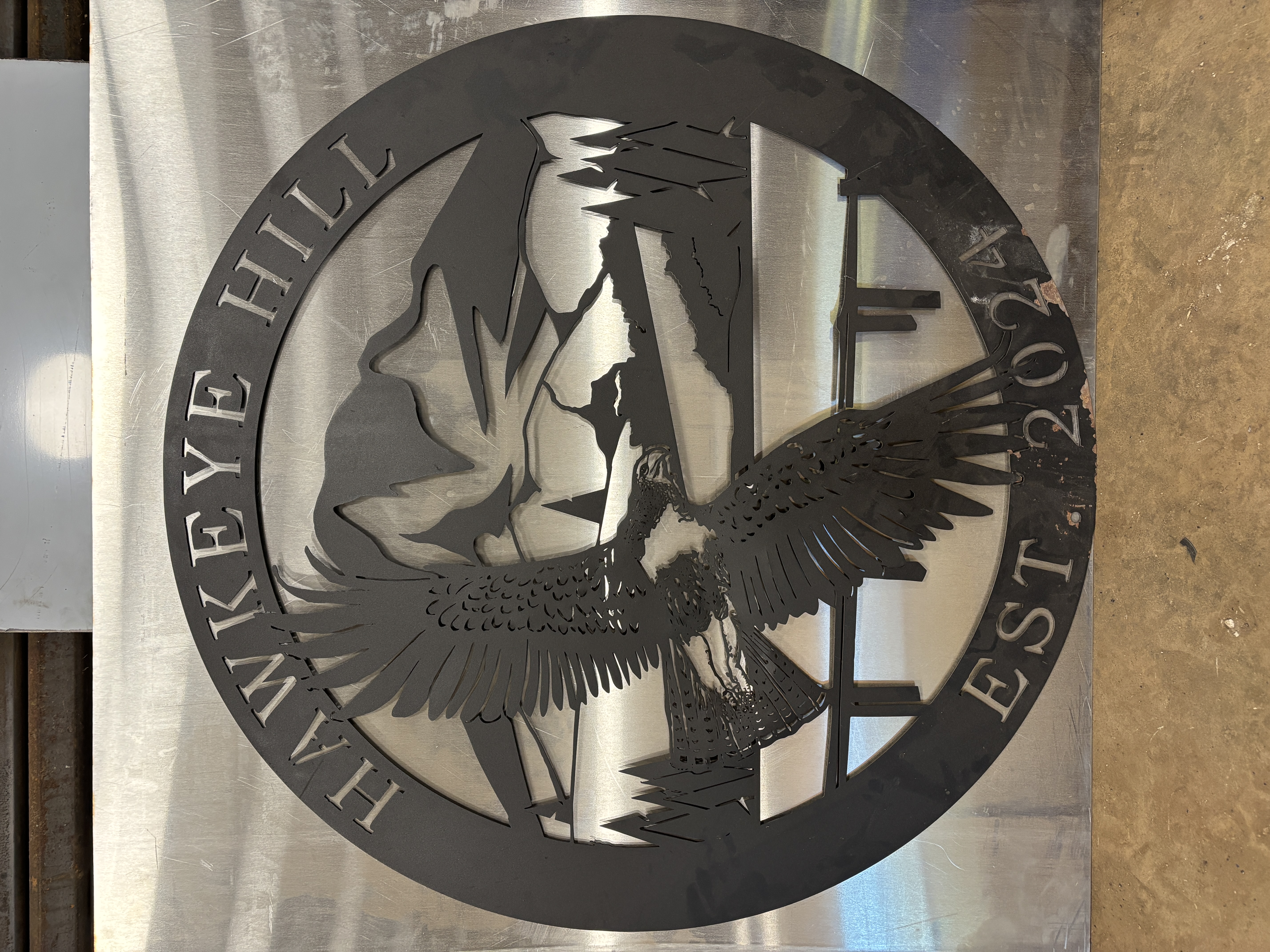 Custom fabricated metal sign