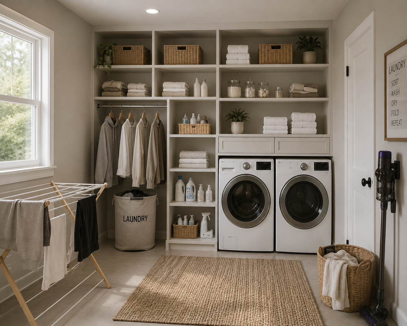 Open shelf laundry room Mandeville Louisiana