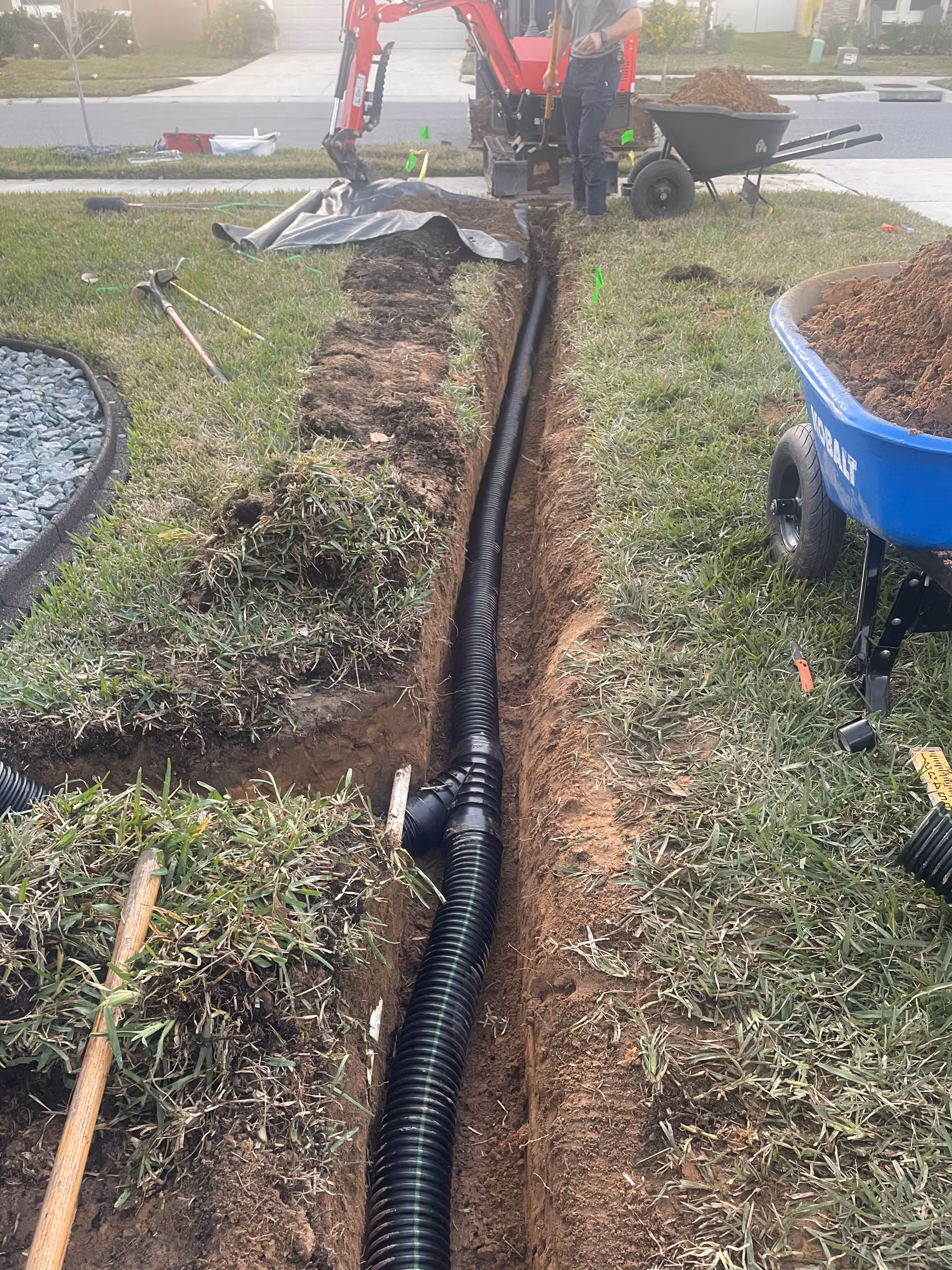 Drainage System Installed to Protect a New Screened-In Addition