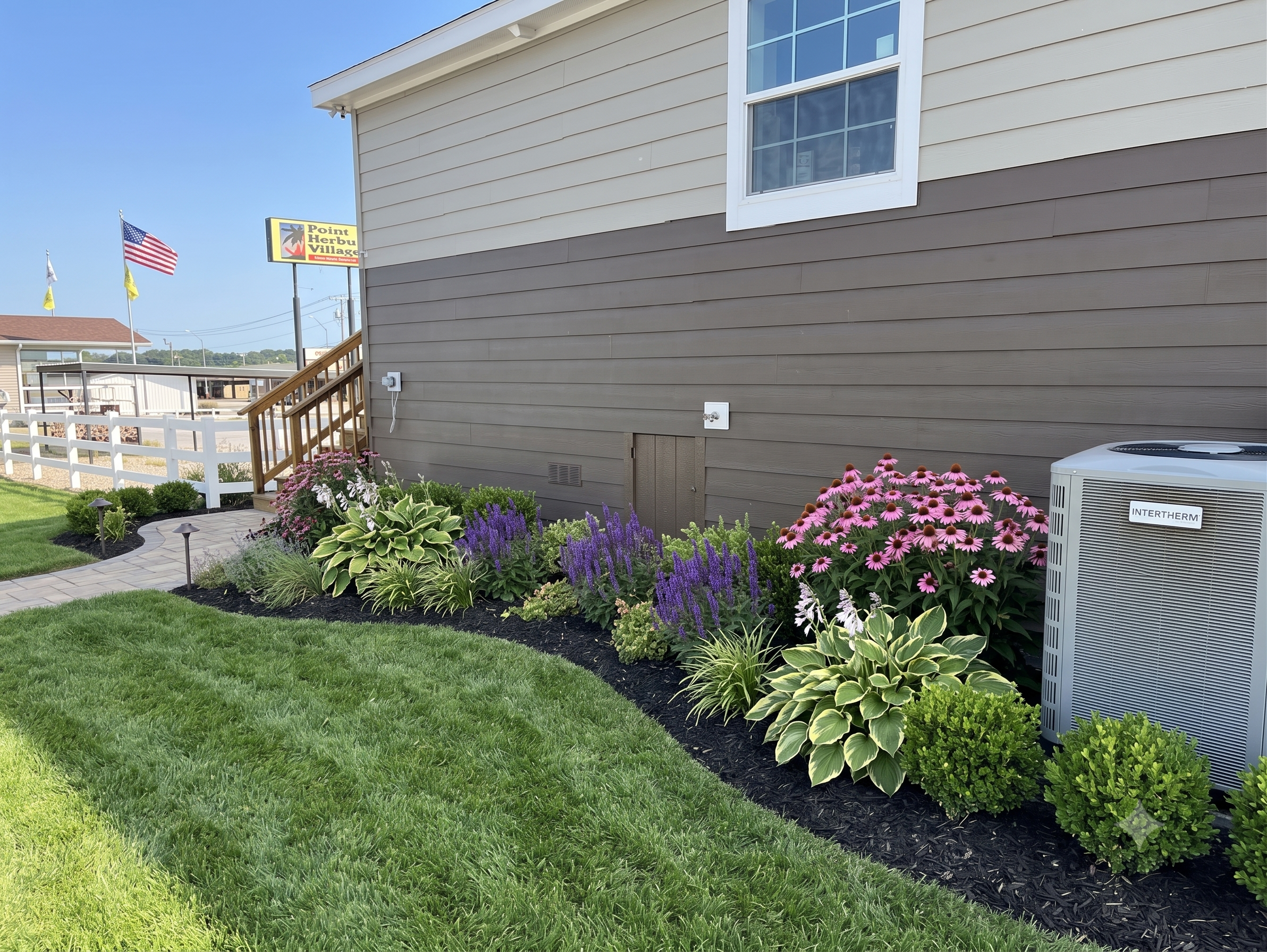 Completed home with Hardi-Lap skirting, wide shot