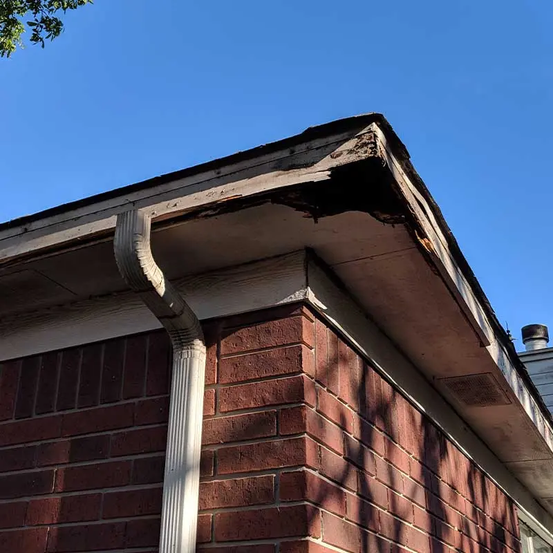 Soffit and fascia at the roof eave