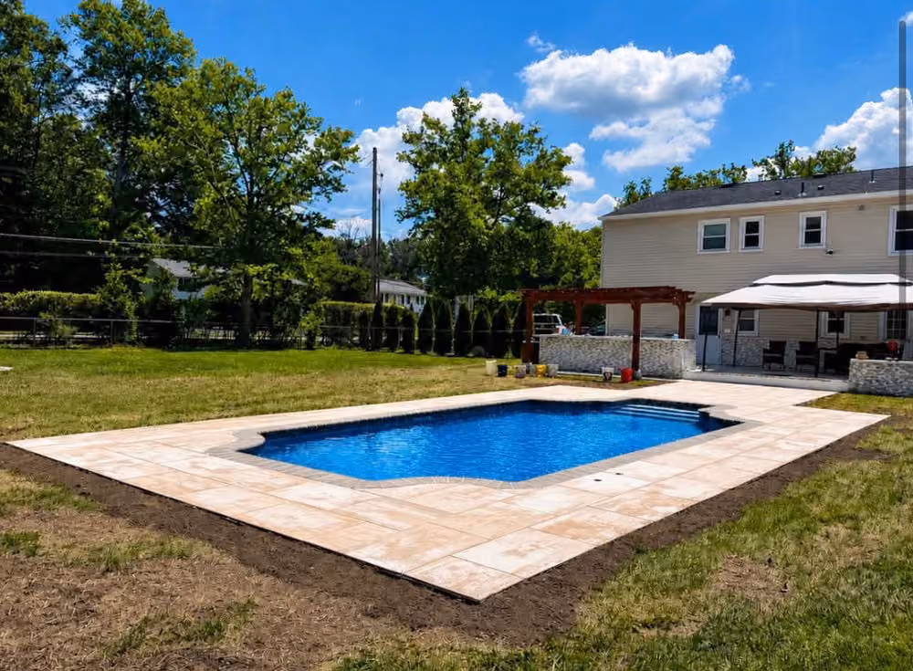 Concrete Pool Deck Replaced with Cambridge Pavers in Parsippany-Troy Hills