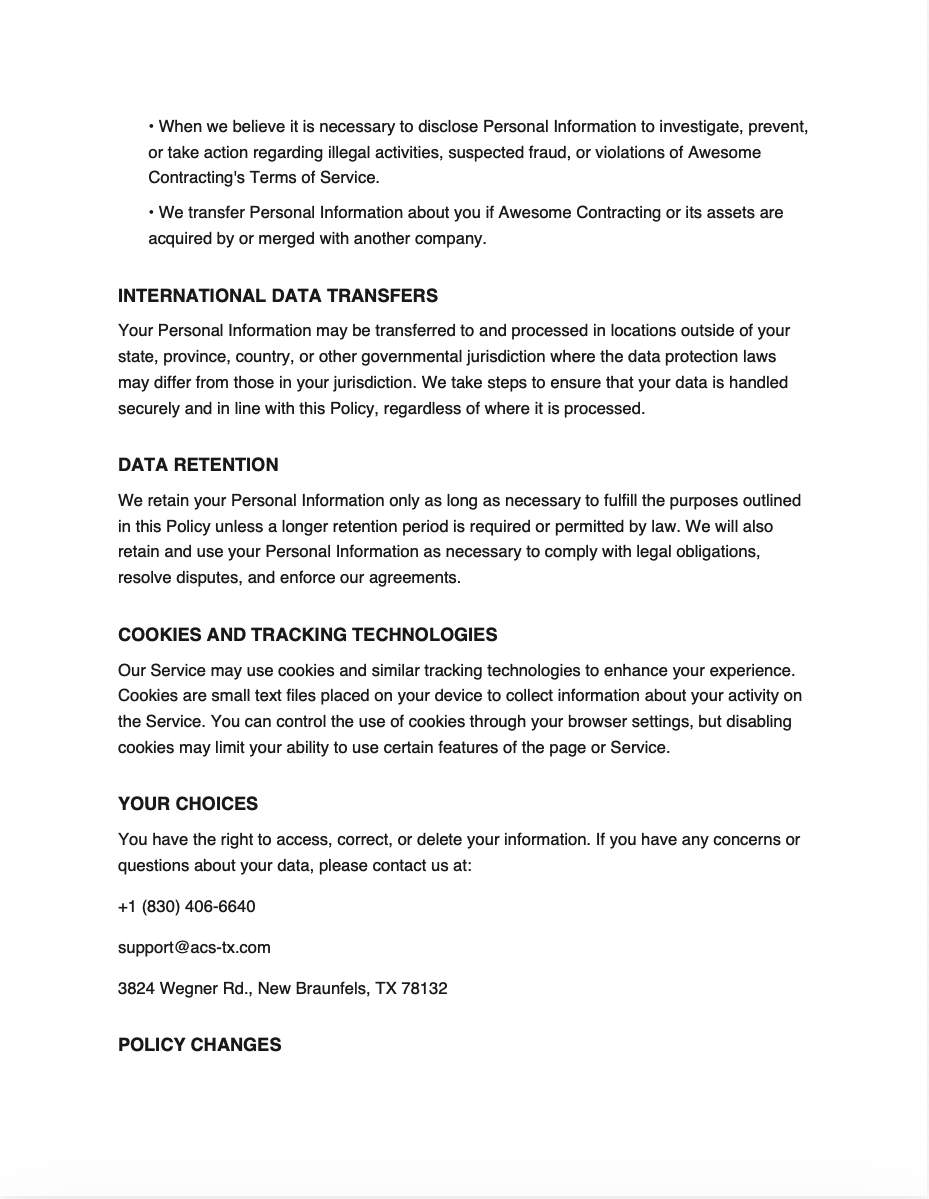 Privacy Policy Page 3
