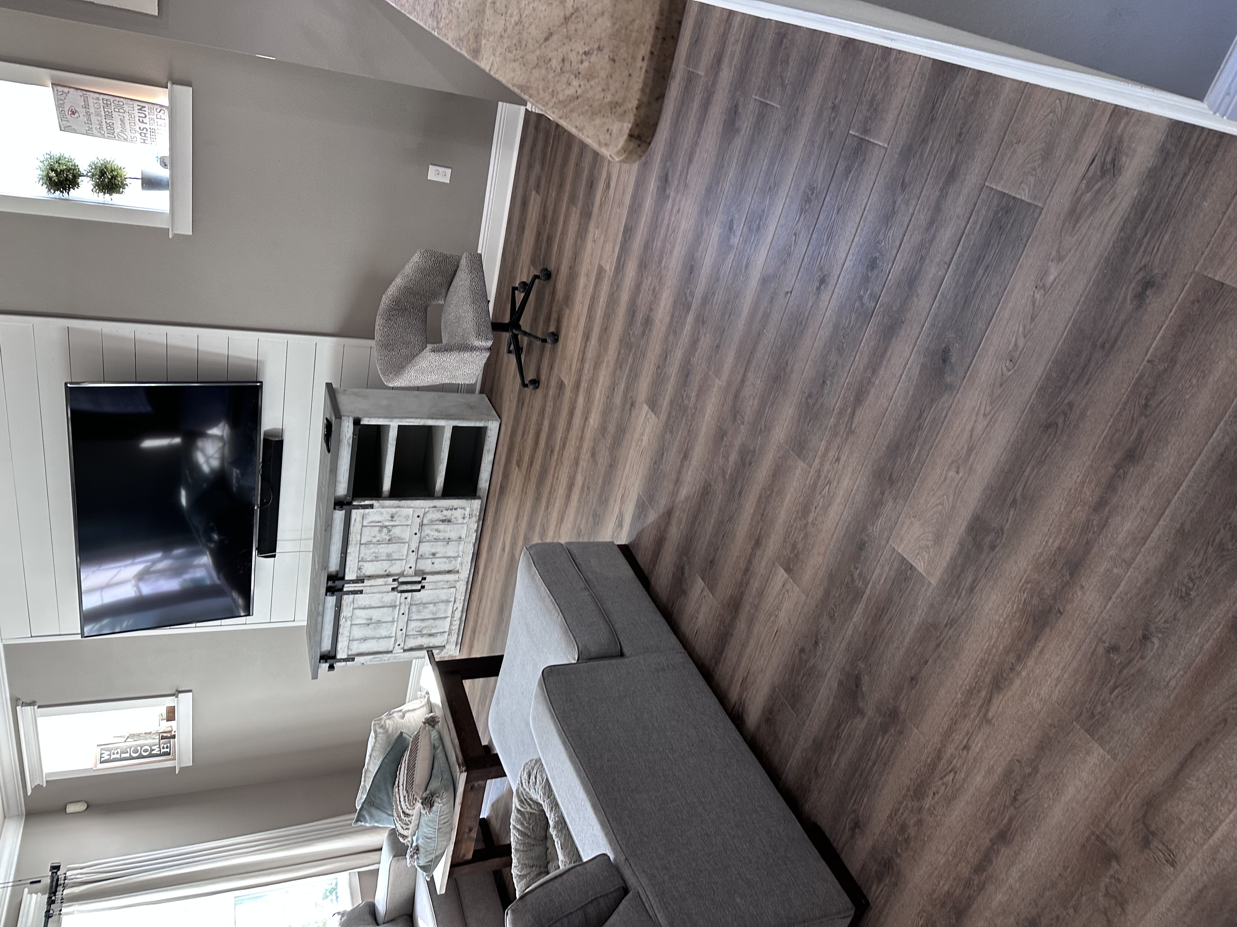 Staircase in a Tampa, FL home with new medium plank stair treads