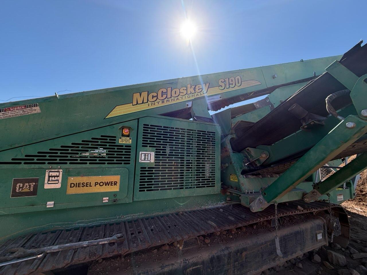 McCloskey S190 crusher on site before the main boom weld repair