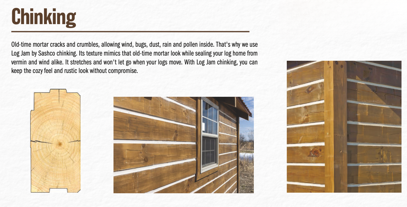 Chinking detail on log wall