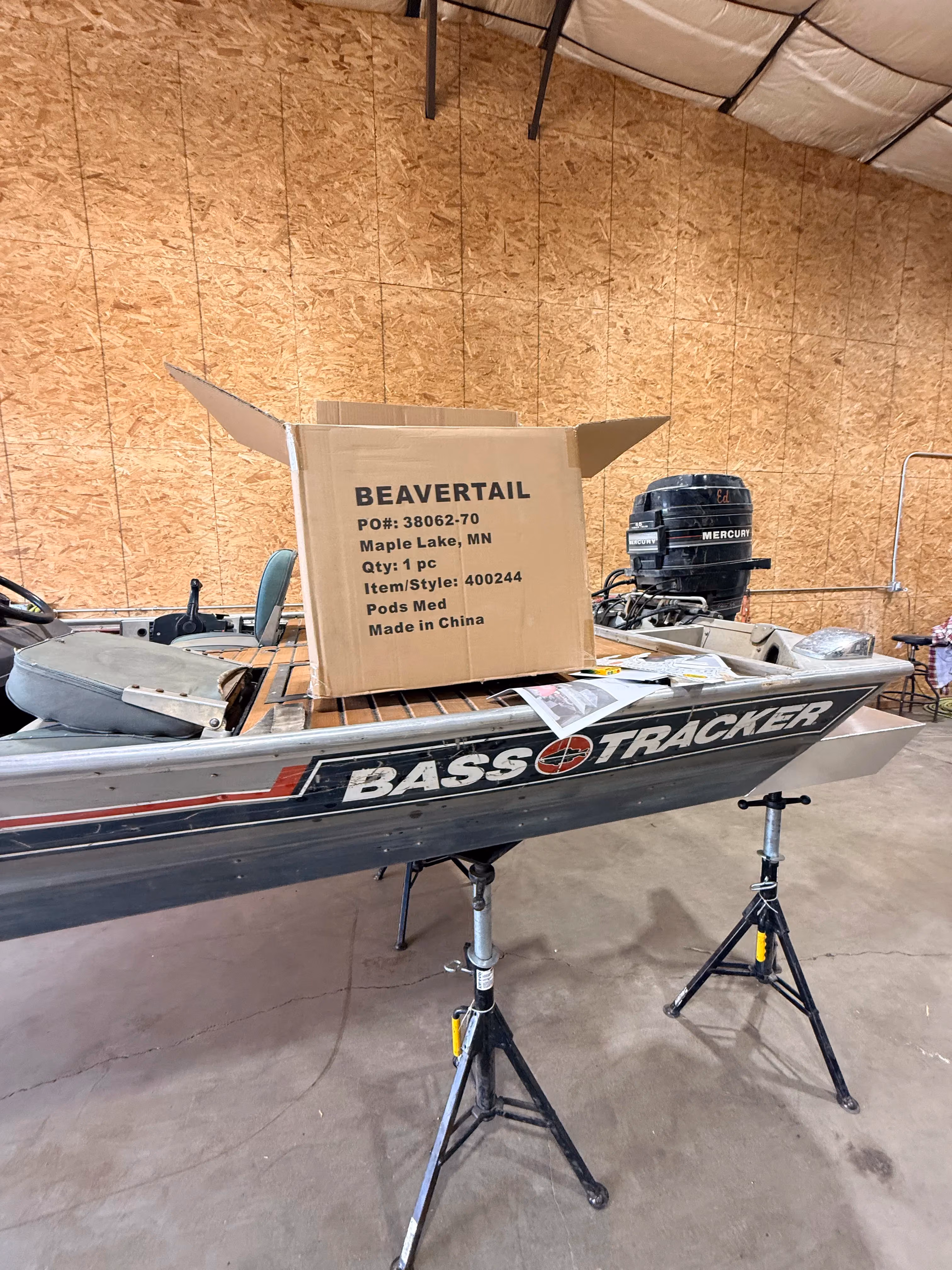 Beavertail Flotation Pods TIG Welded onto a Bass Tracker