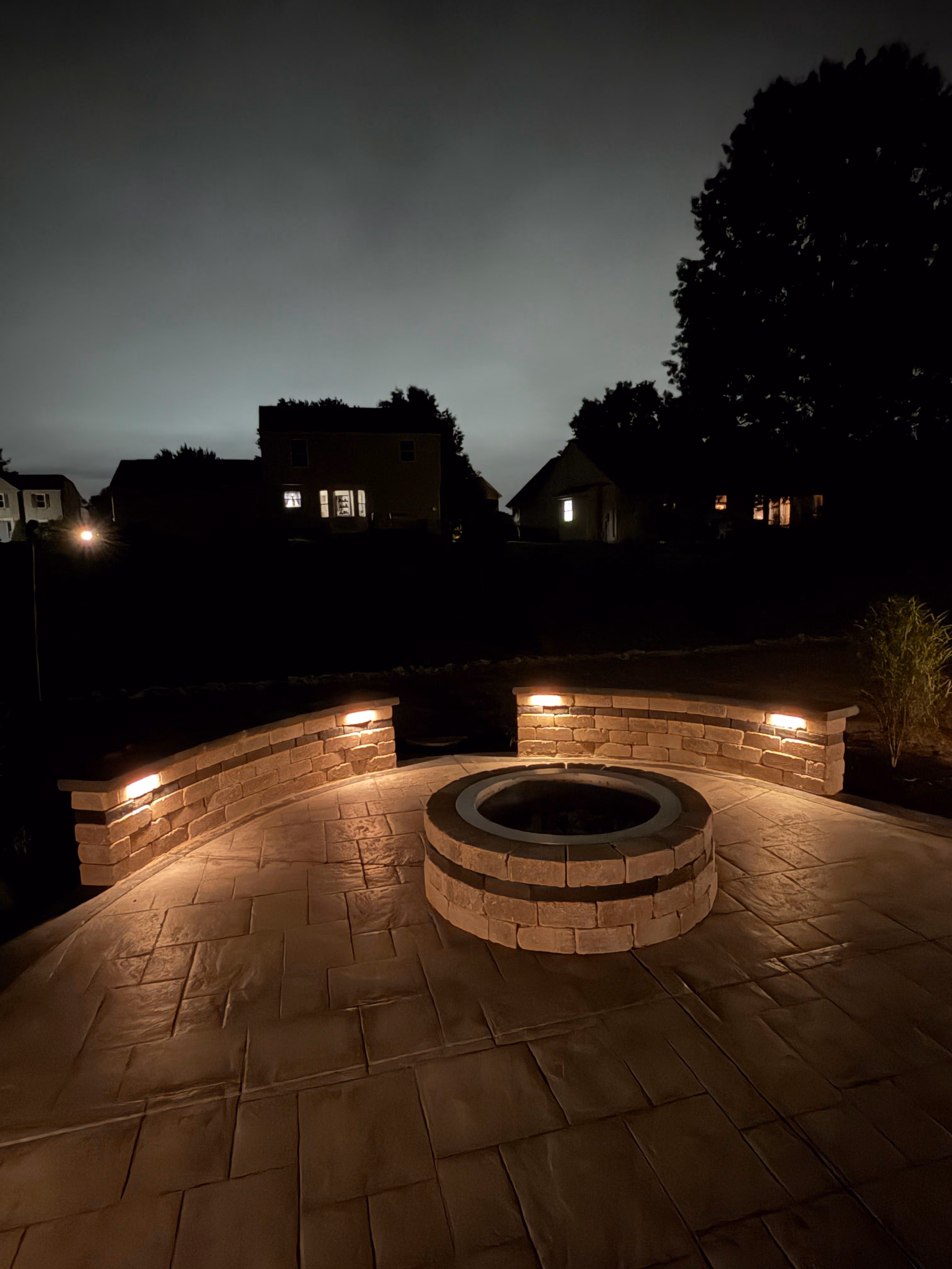 Full Backyard Landscape Refresh with Fire Pit and Seat Walls in Burlington KY