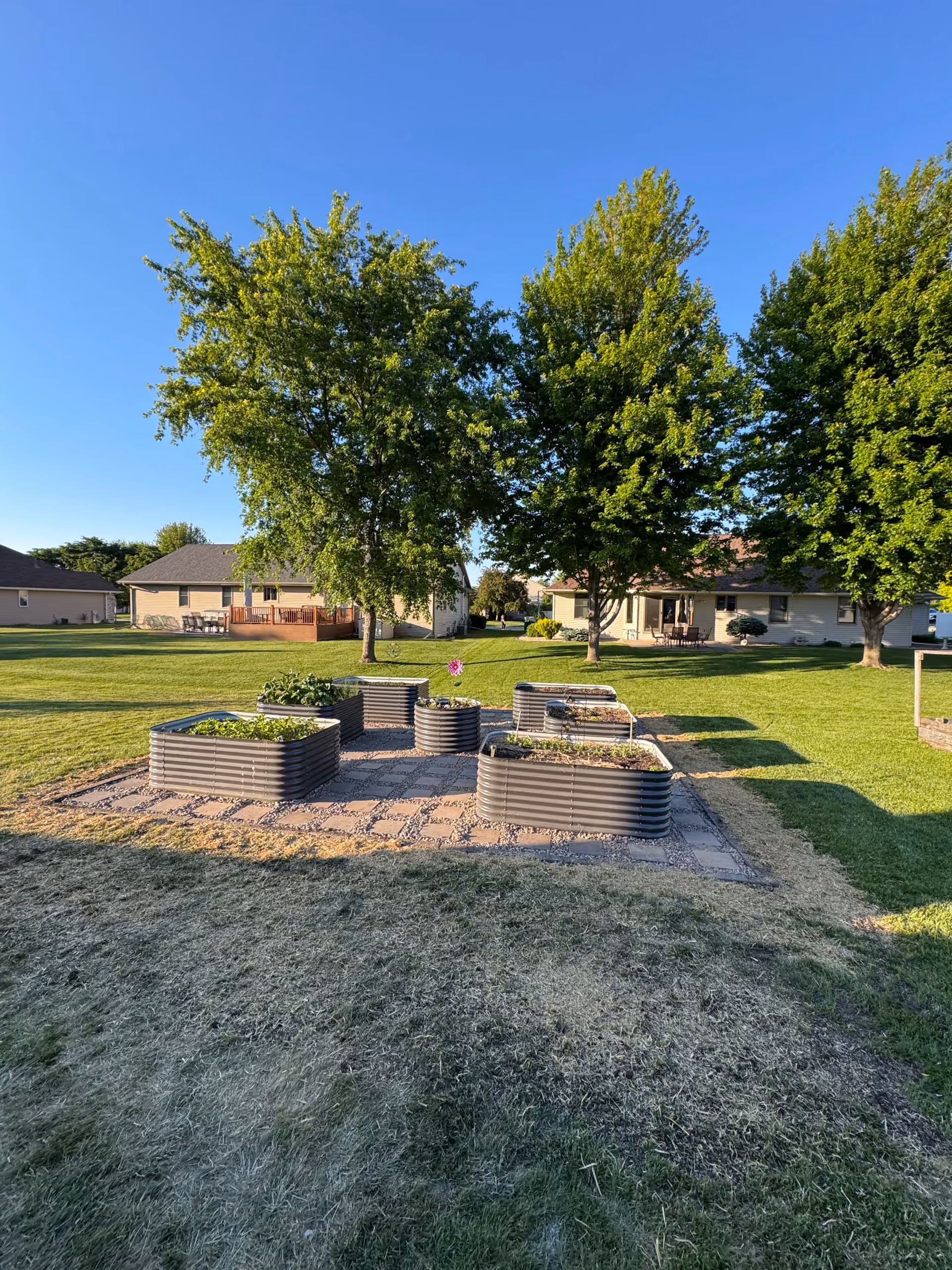 Raised Metal Garden Beds With Hardscape That Actually Look Sharp