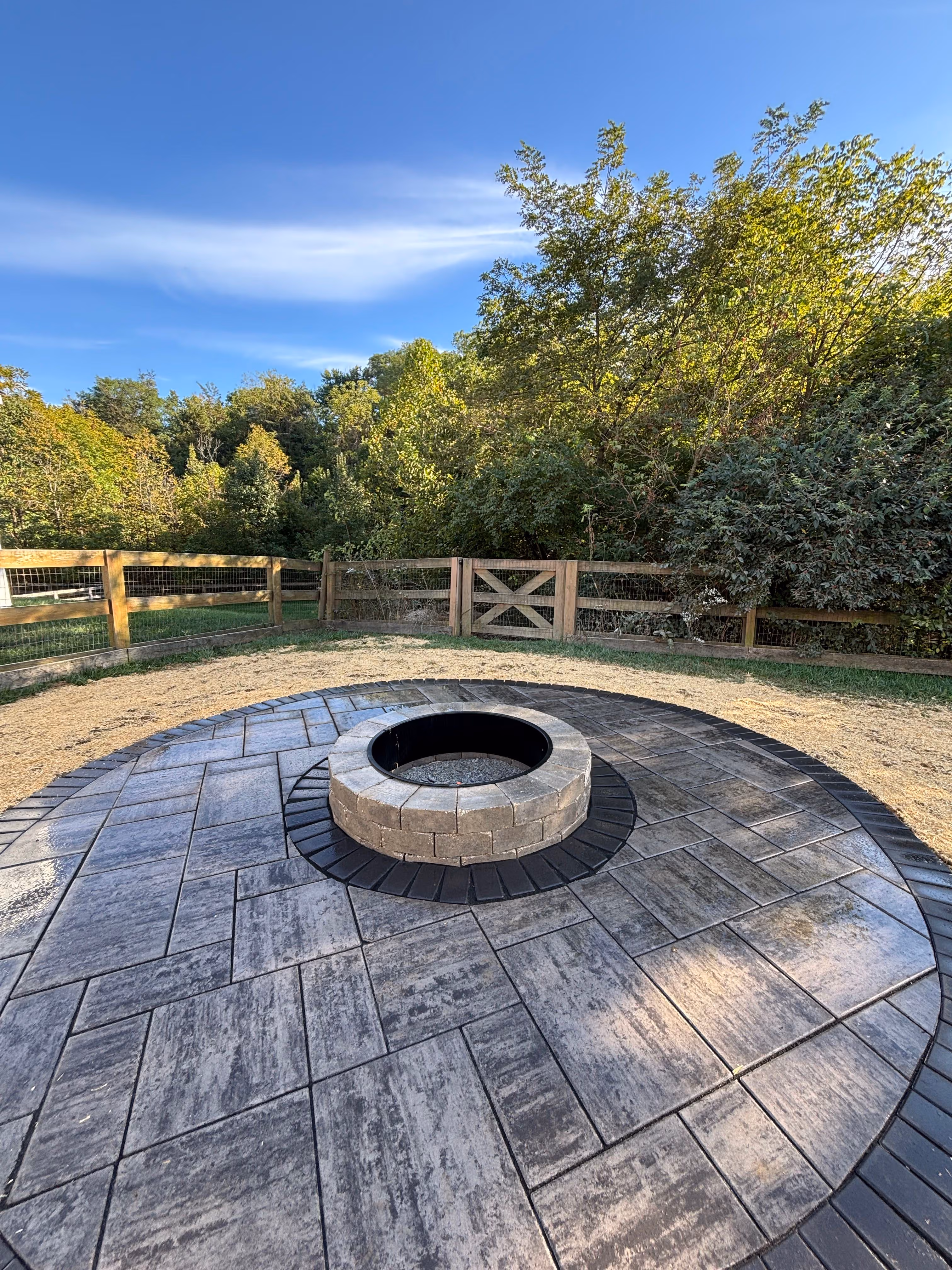 Backyard Makeover with Paver Patio and Fire Pit in Walton KY