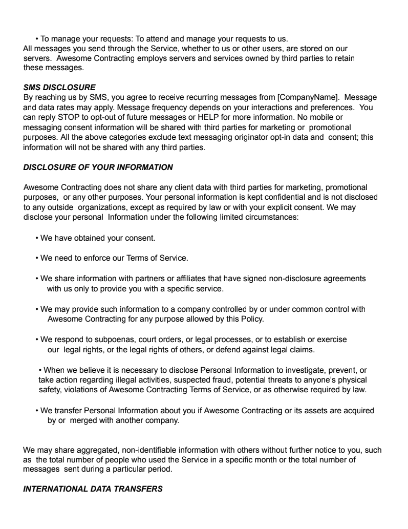Privacy Policy Page 2