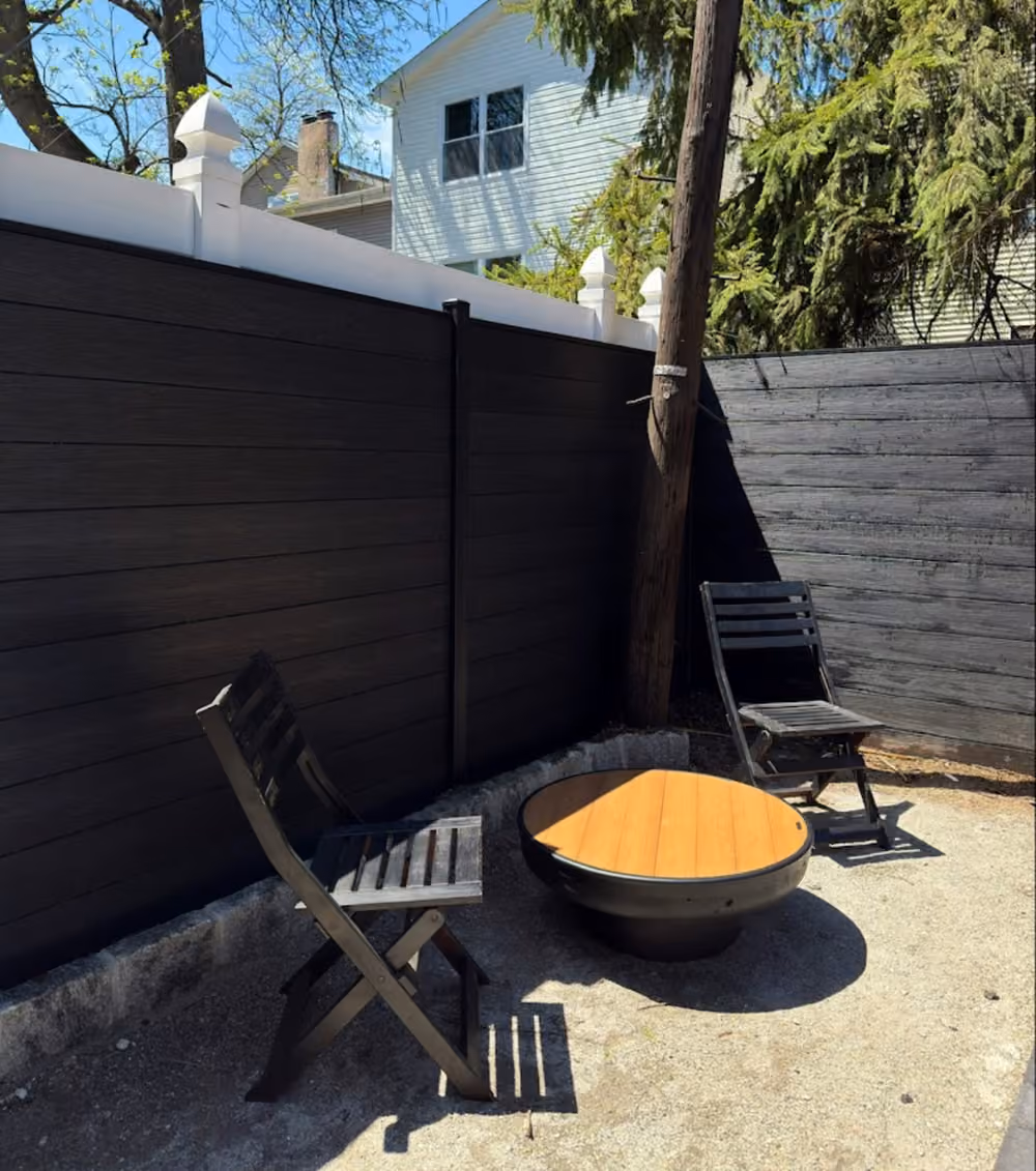 Black Composite Fence and Paver Patio Install in Newark NJ