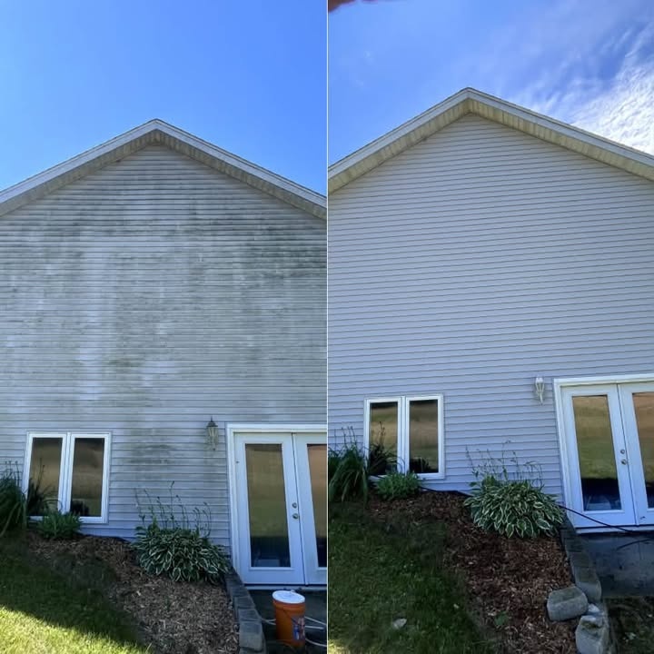 Before and after exterior cleaning in Greater Lansing