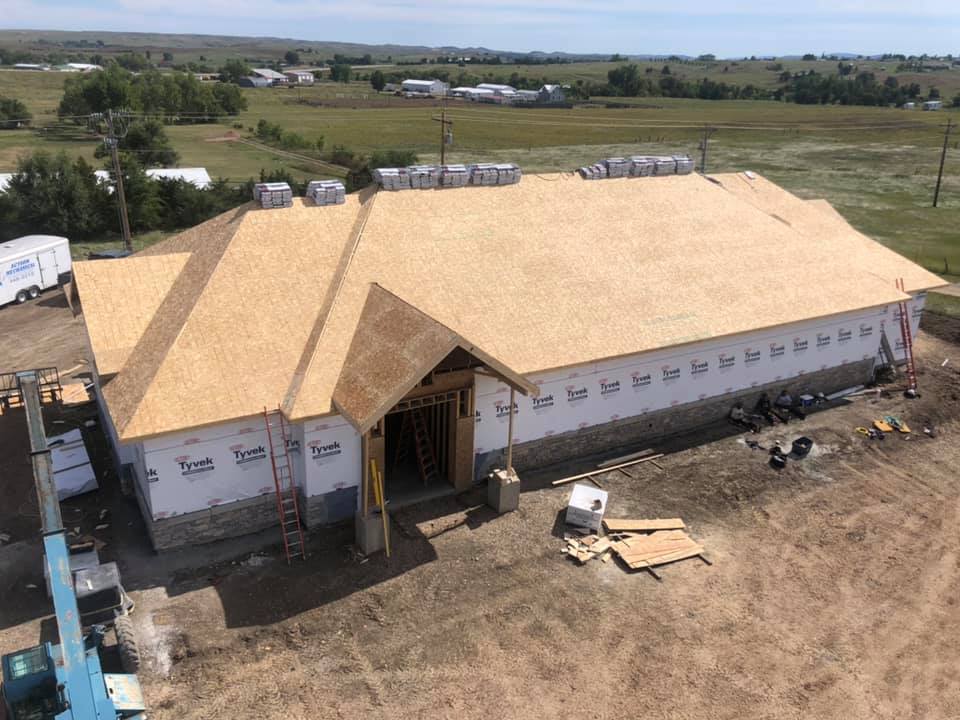 Aerial view of a Horstmann Homes build site near Lead, South Dakota