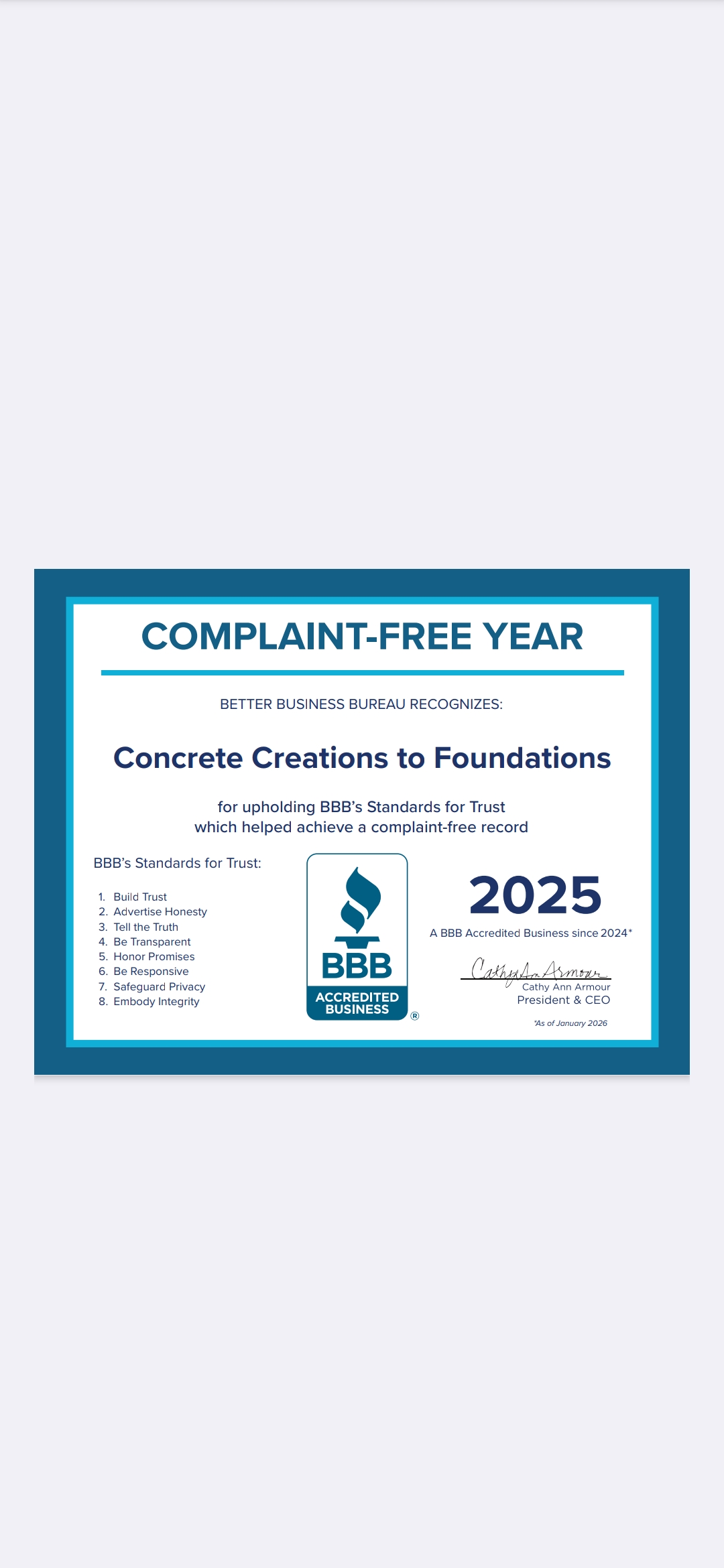  for Concrete Creations to Foundiations. in Yorktown, IN