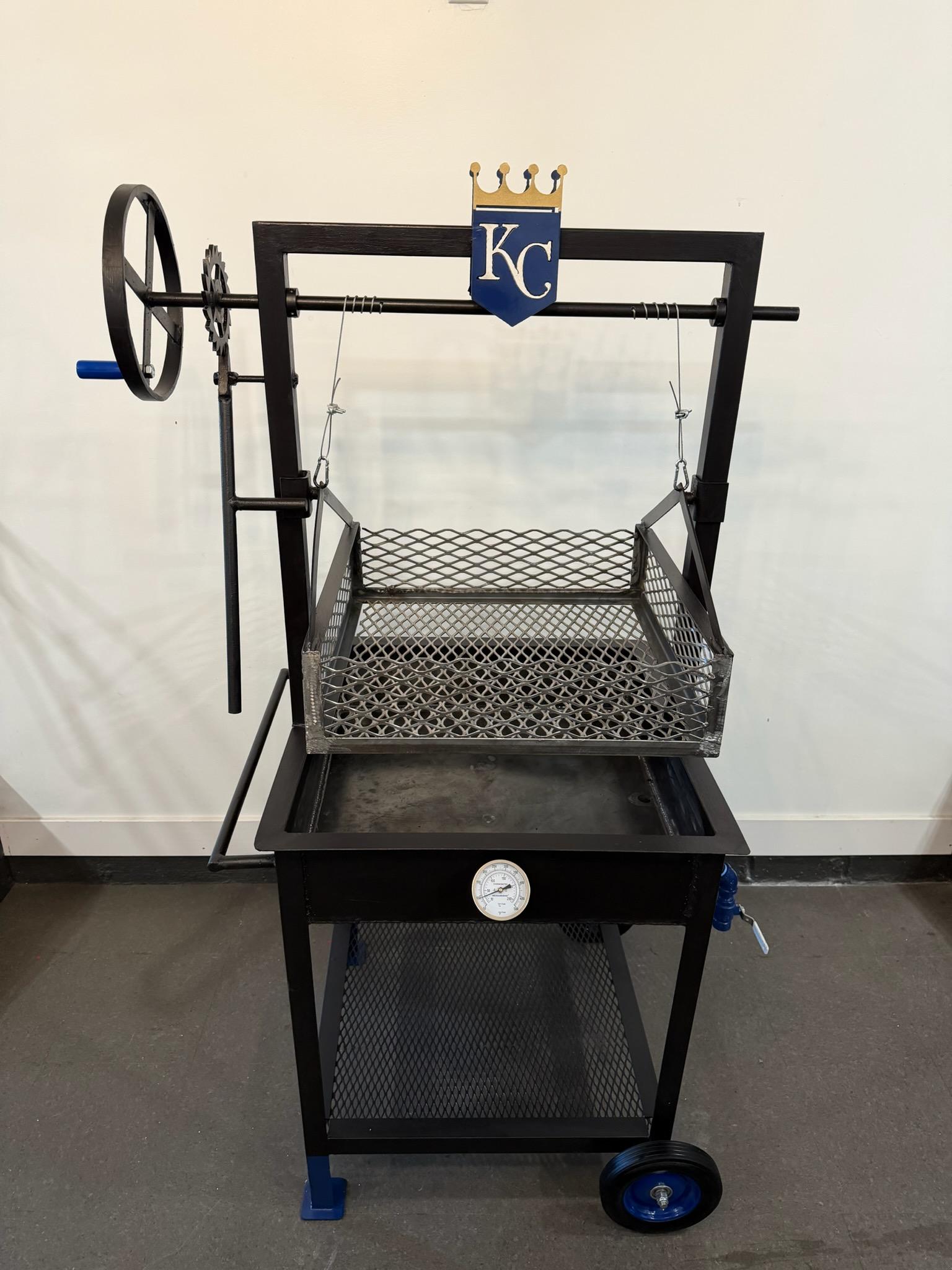 2 x 2 custom fryer with crank wheel and cooking basket by C&H Custom Grills and Welding