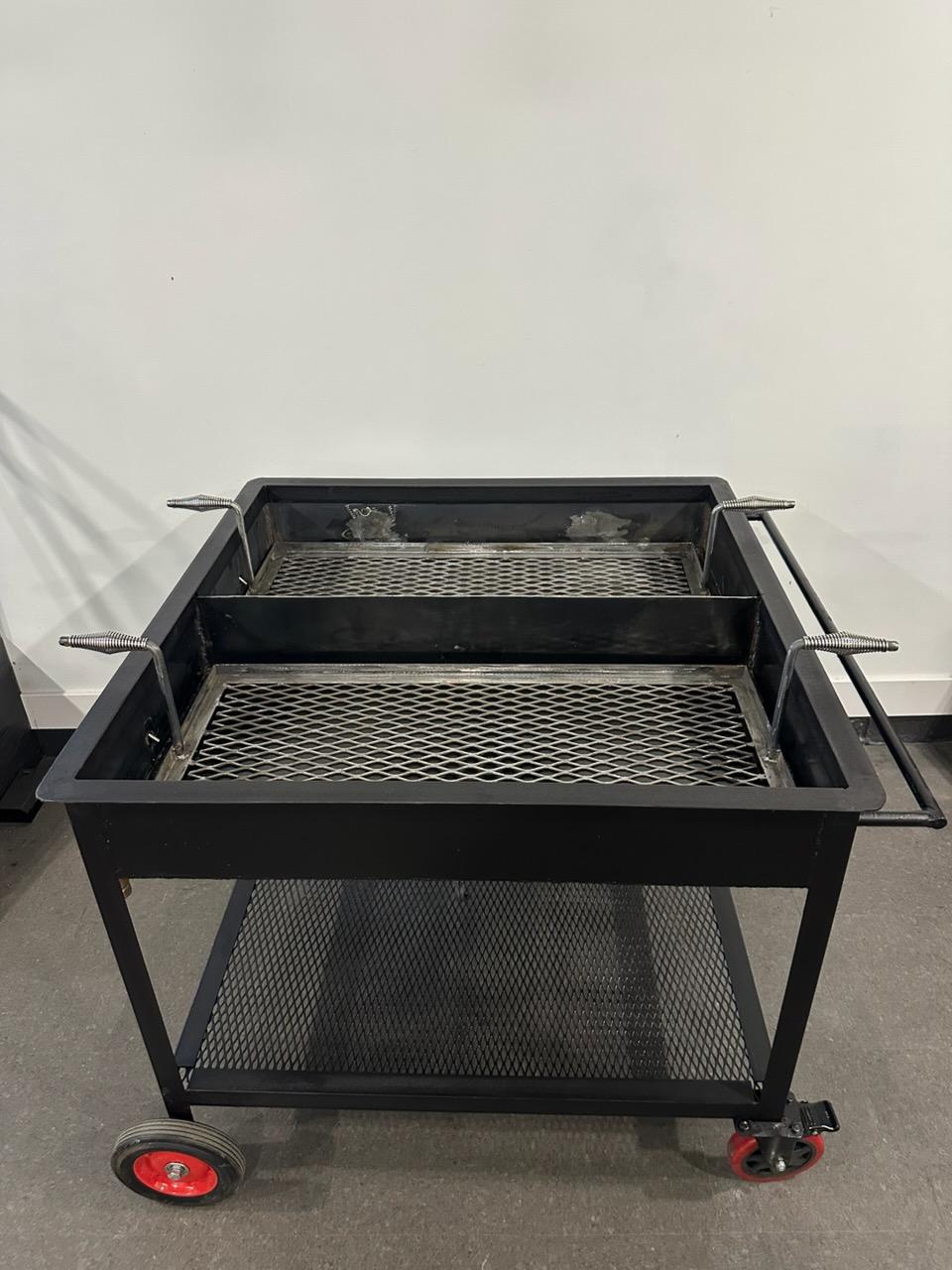 3 x 3 spit with two large hand baskets, front view