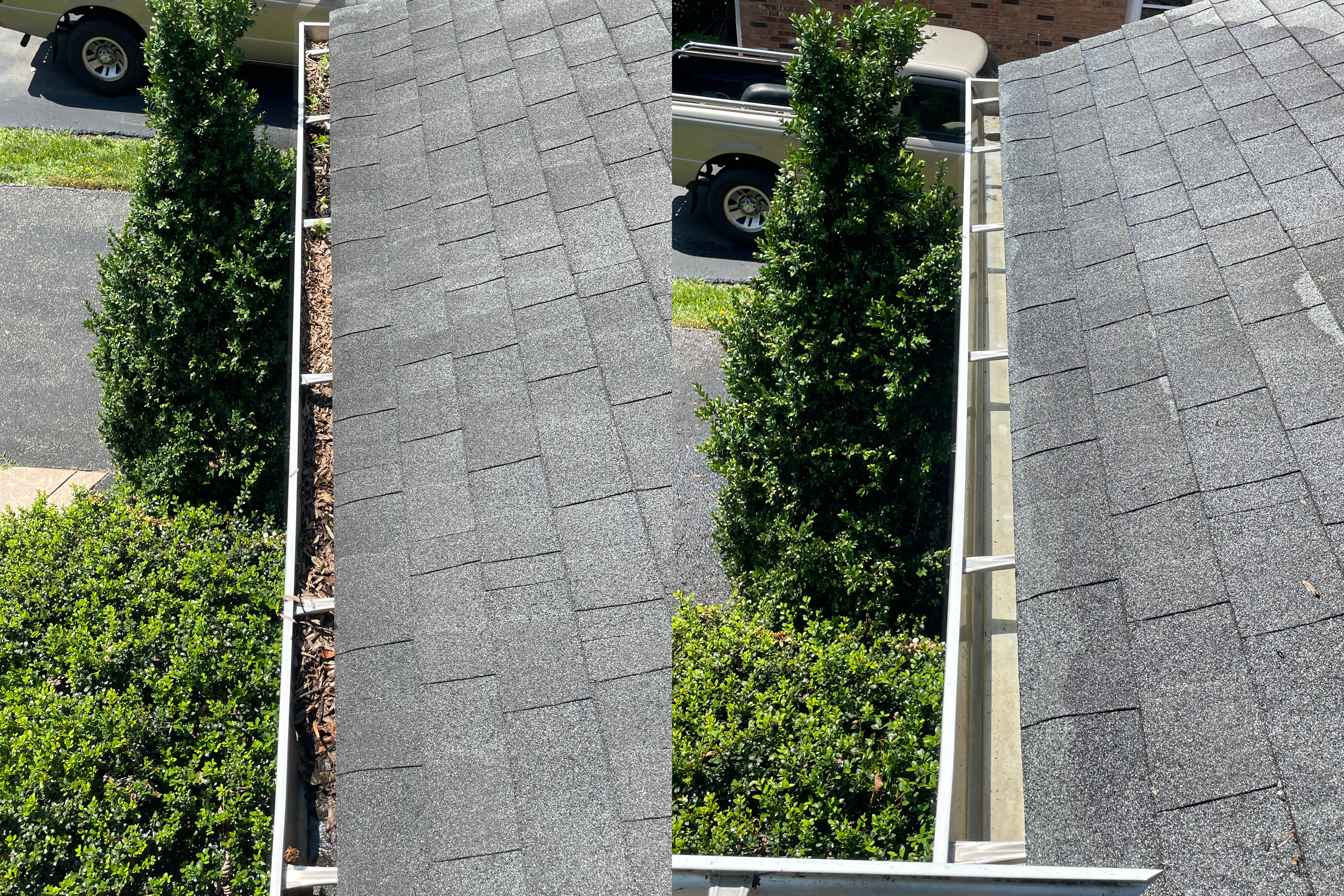 Gutter Cleaning before and after
