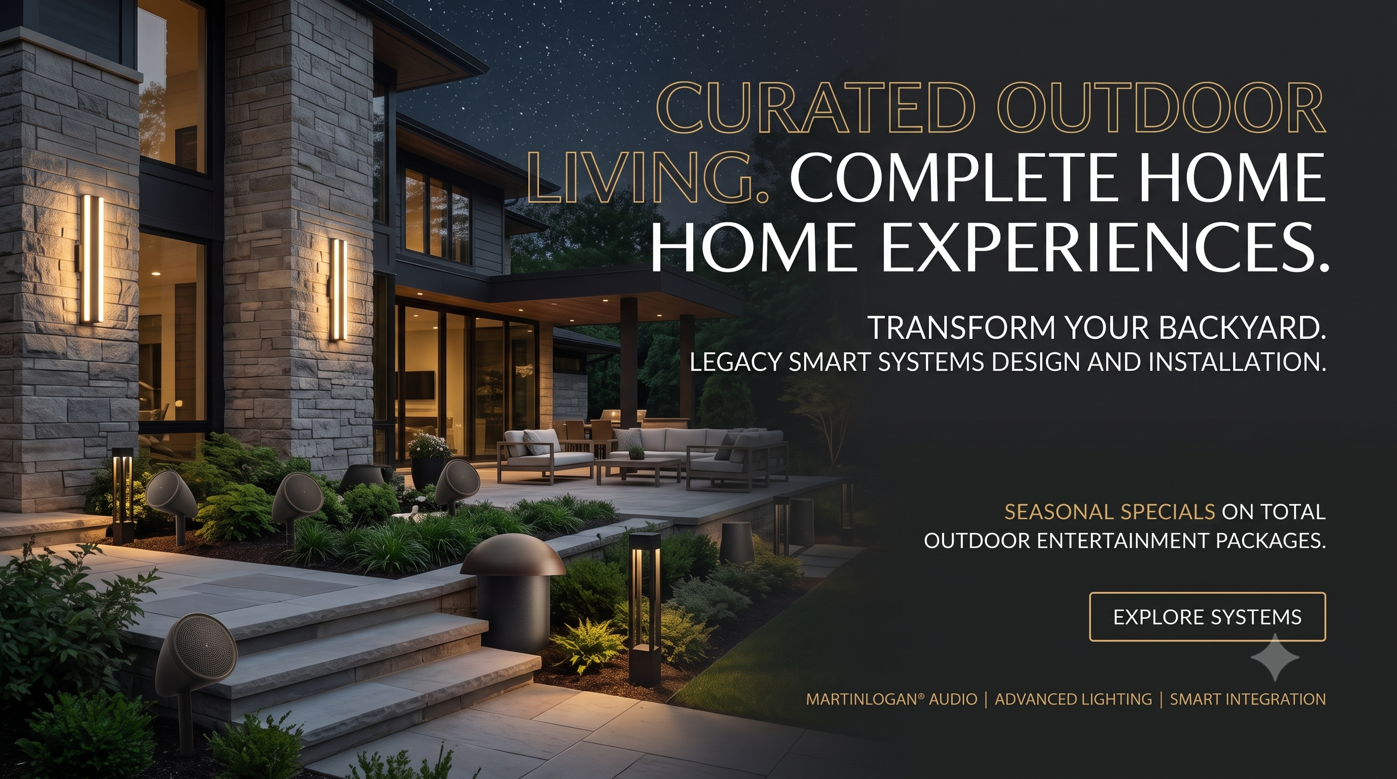 Outdoor Landscape Lighting and MartinLogan Speakers
