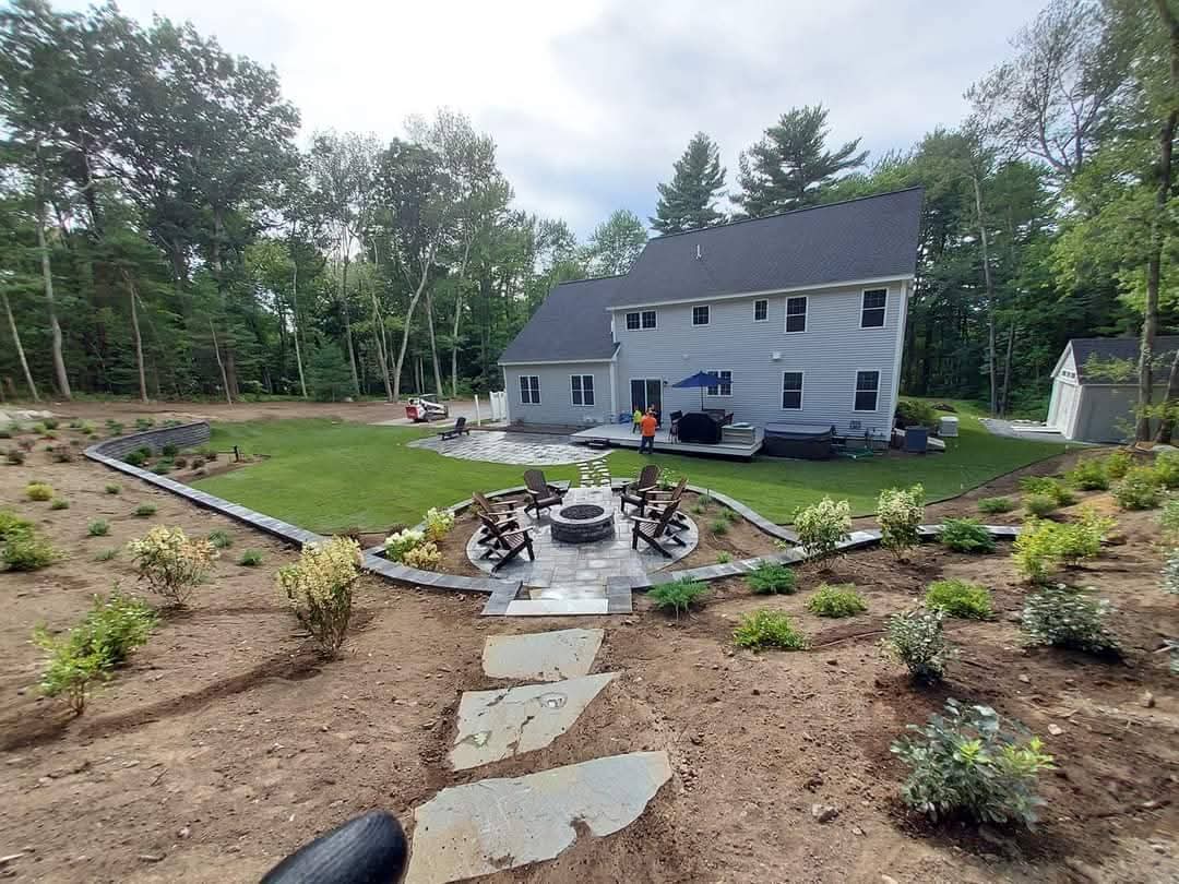 Backyard paver patio installation