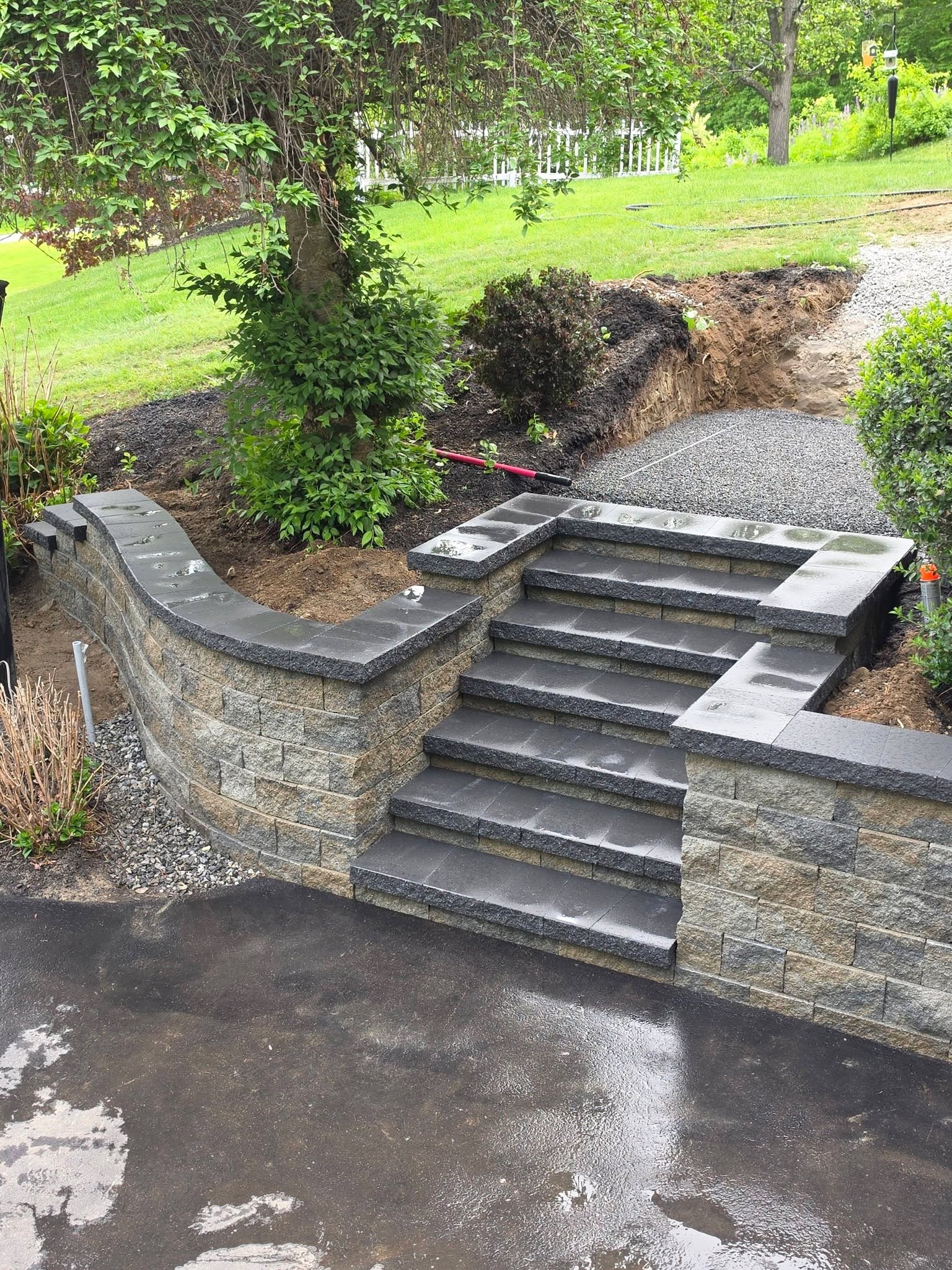 Front entry steps and stone landing