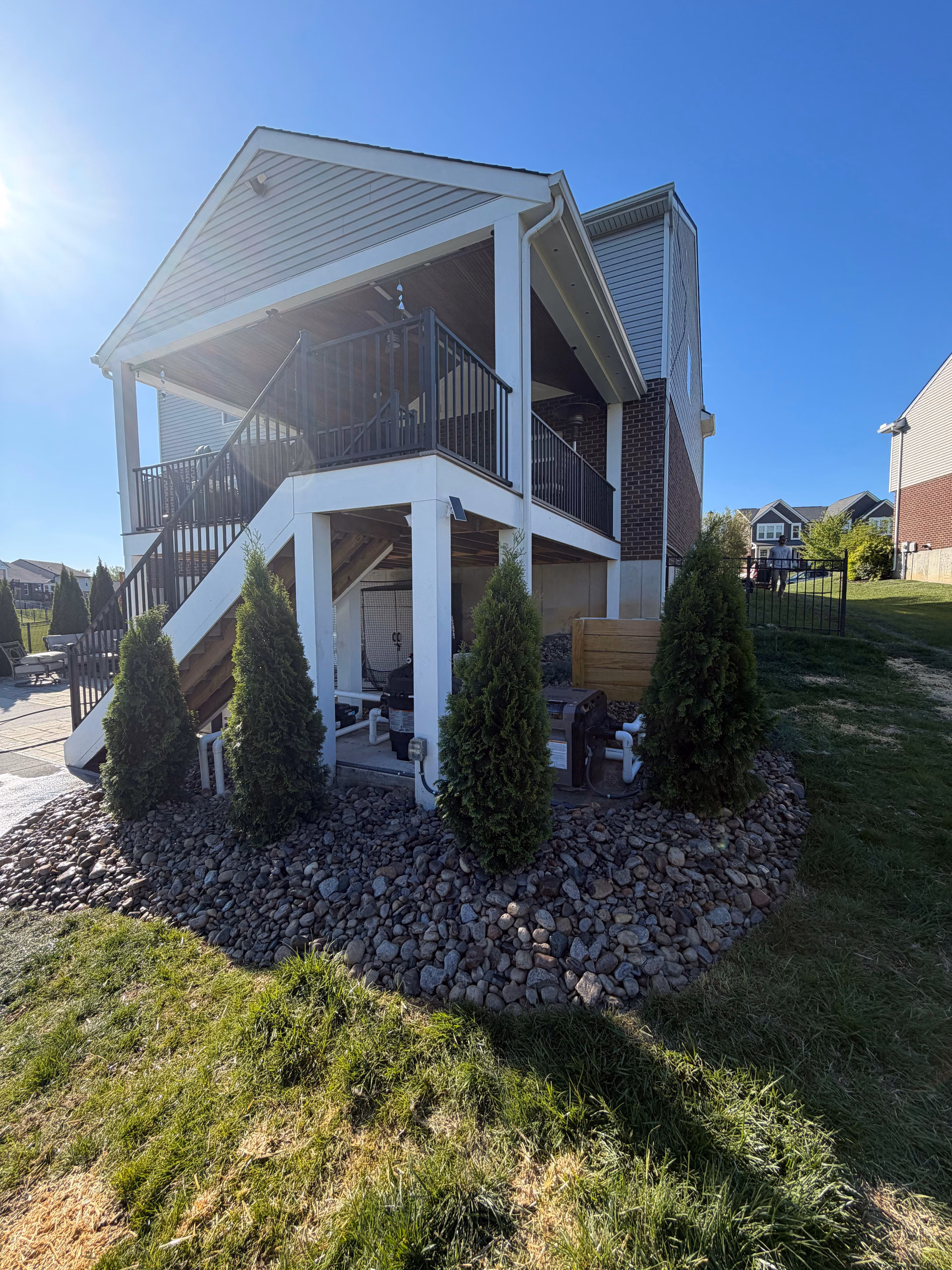 Privacy Trees, Landscape Beds and River Rock in Union KY