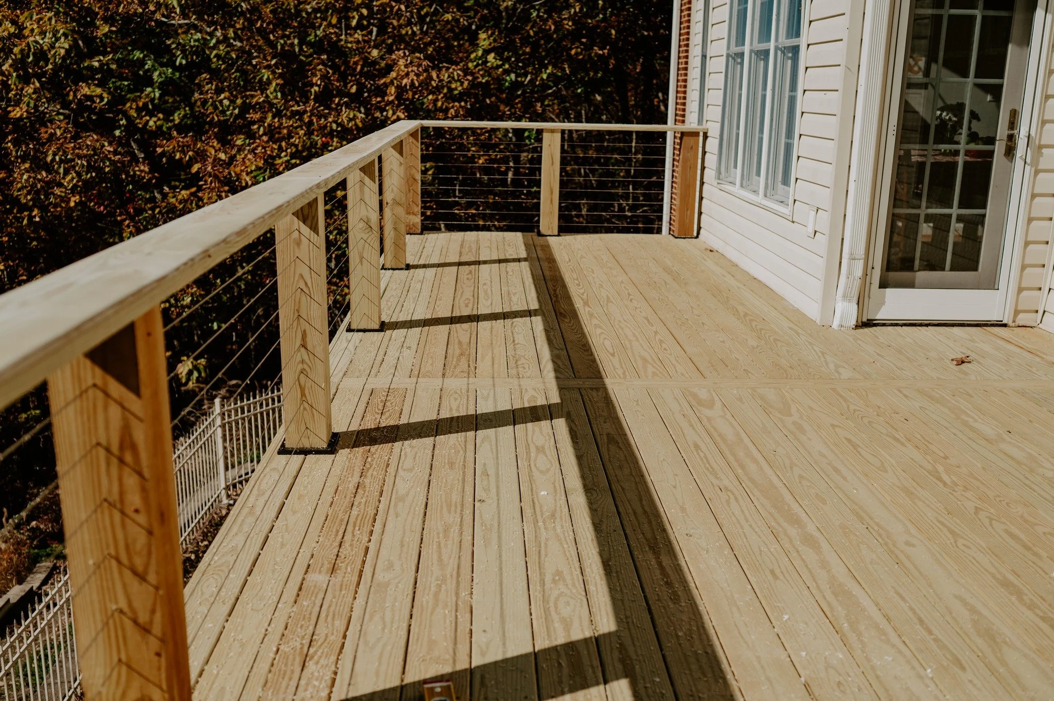 Wood deck with cable railing