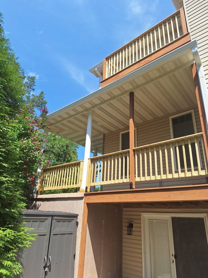 Deck, stairs, and railing build by DeadTree General Contracting