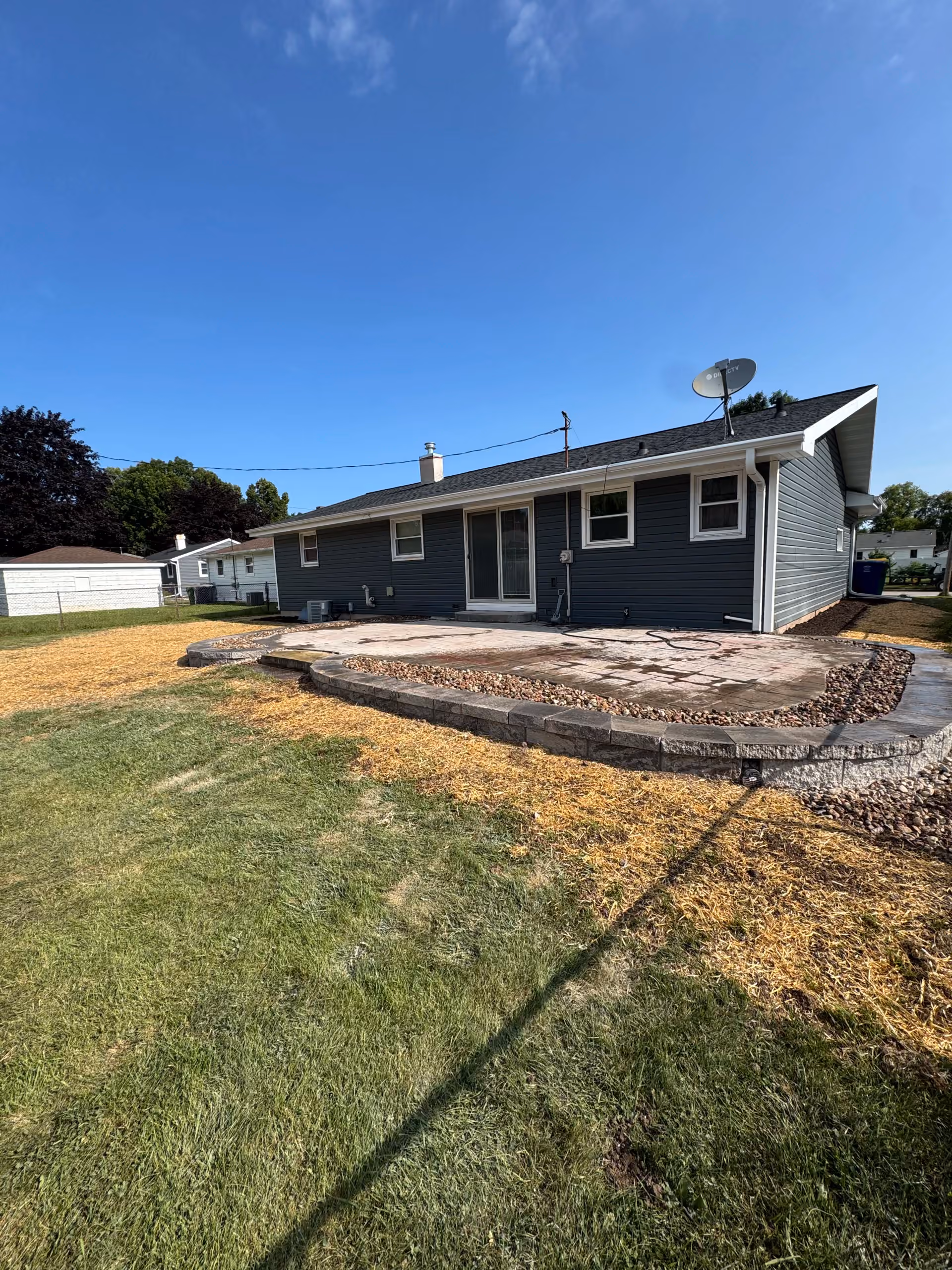 Old Patio Wall Out, Clean Paver Patio In